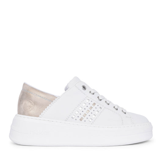 Rieker N5440-80 White Multi Ladies Trainer