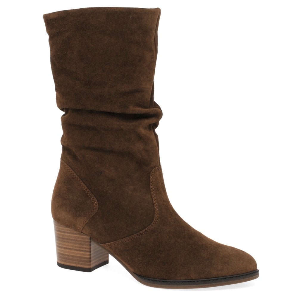 Gabor 52.894.41 Ladies (Ramona) Whisky Ruched Calf Length Heeled Boot.