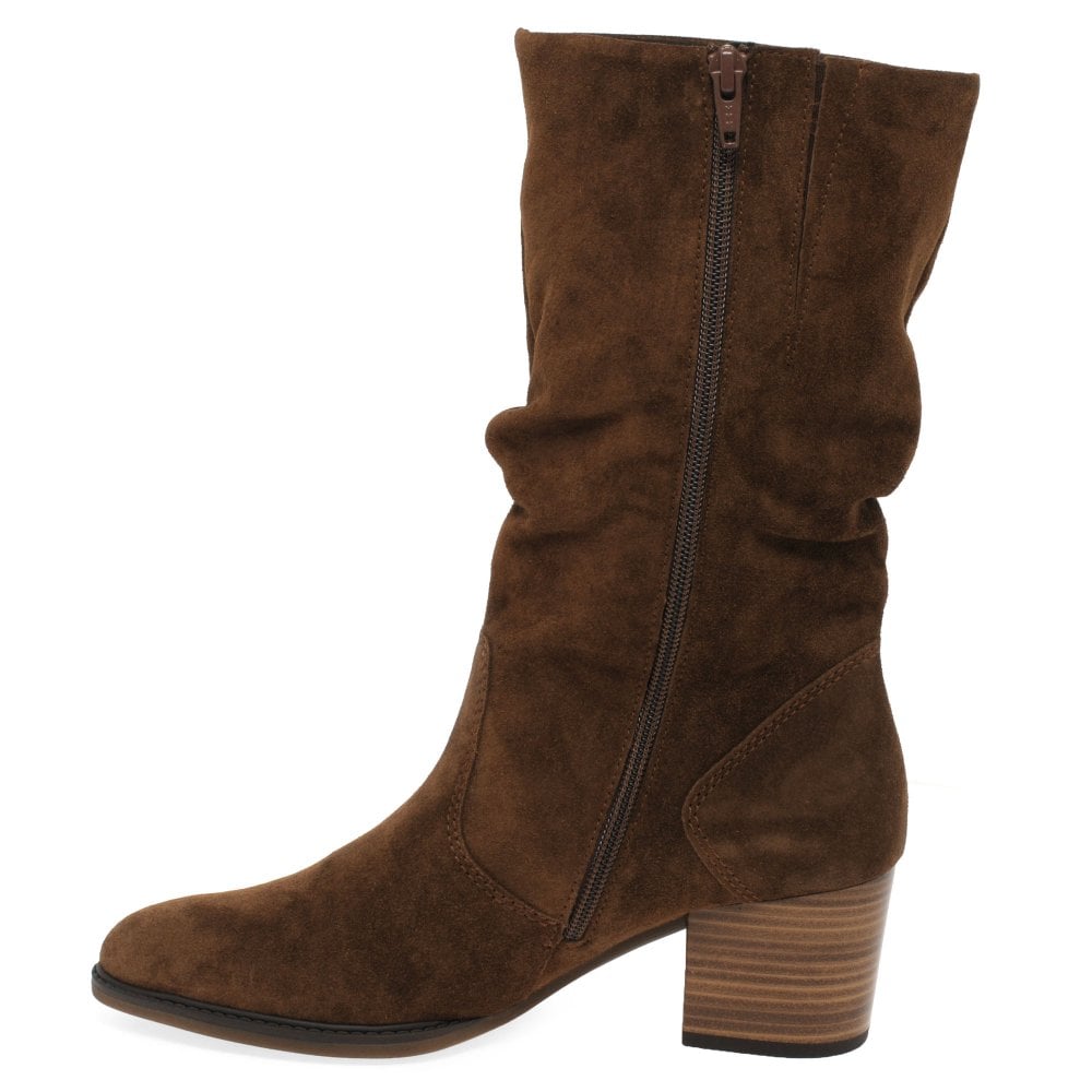 Gabor 52.894.41 Ladies (Ramona) Whisky Ruched Calf Length Heeled Boot.