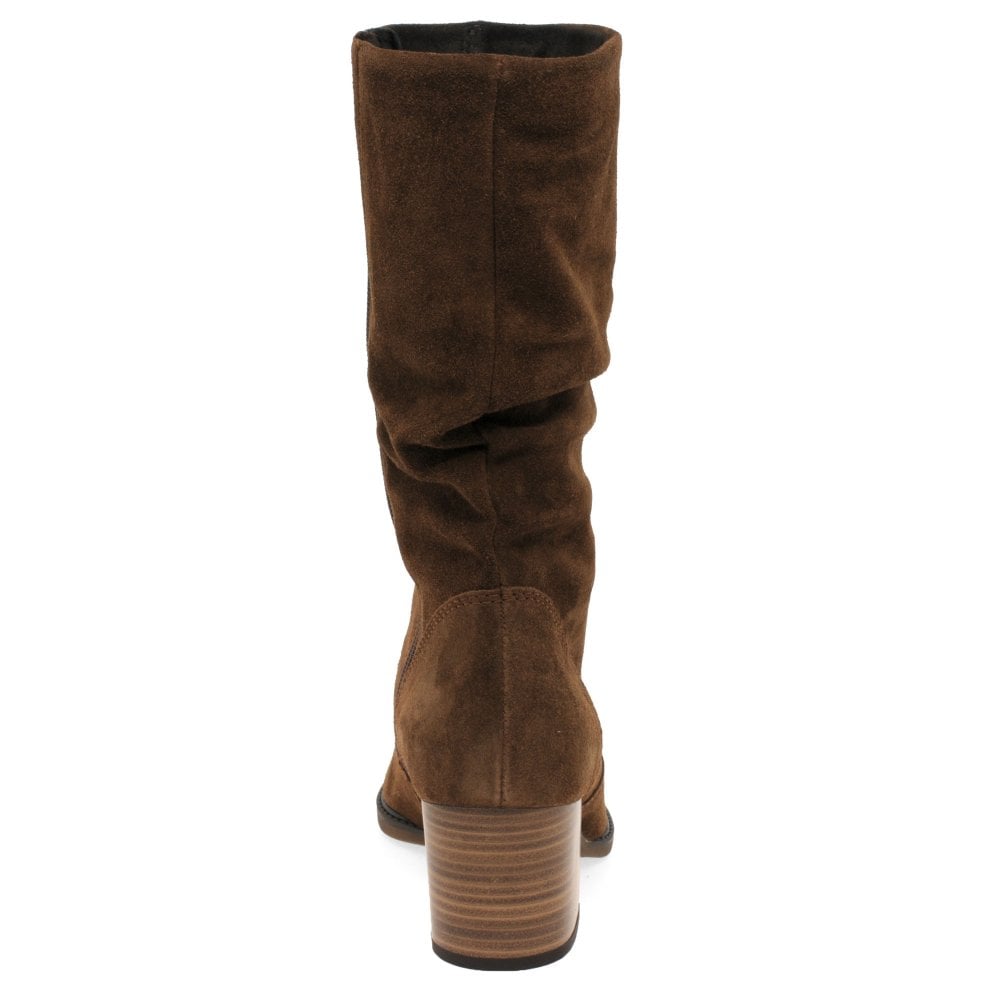 Gabor 52.894.41 Ladies (Ramona) Whisky Ruched Calf Length Heeled Boot.