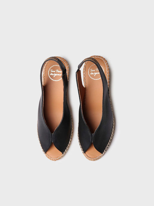 Toni Pons Laila-P Black Leather Wedge