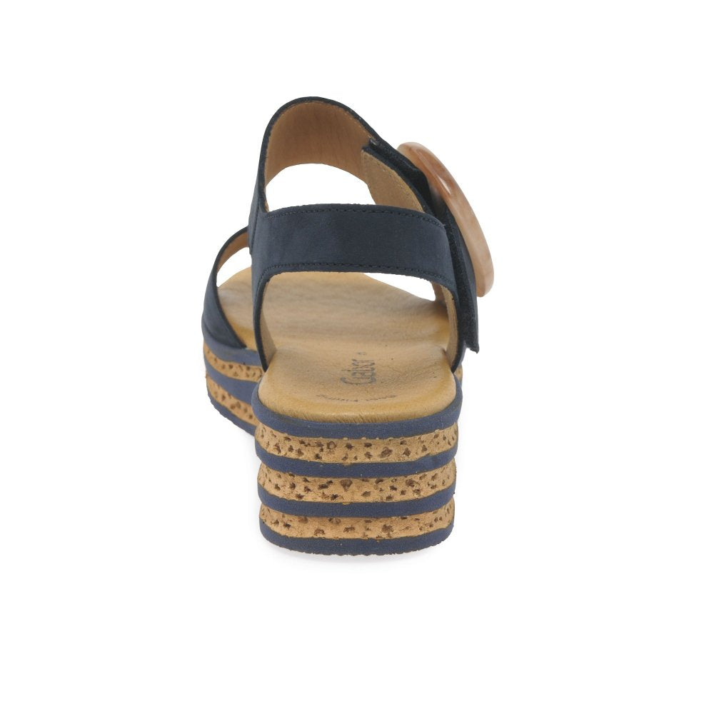 Gabor 44.550.16 Andre Ladies Blue Nubuk Low Wedge Sandal