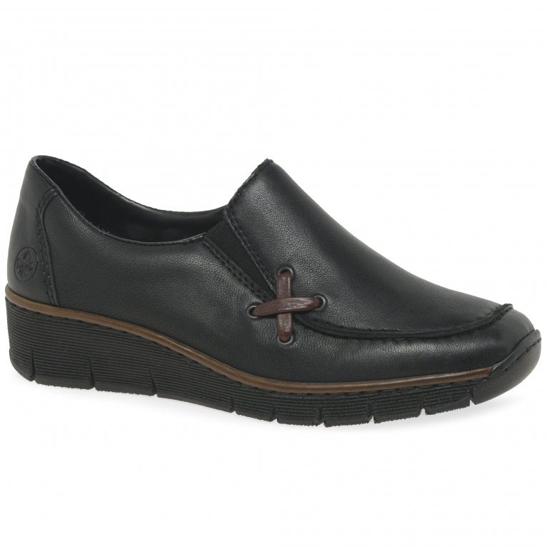 Rieker 53783-00 Ladies Slip on Black Shoe