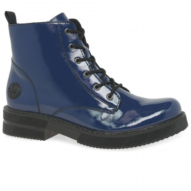 Rieker 72010-15 Ladies Blue Patent Ankle Boot â Chequers Shoes