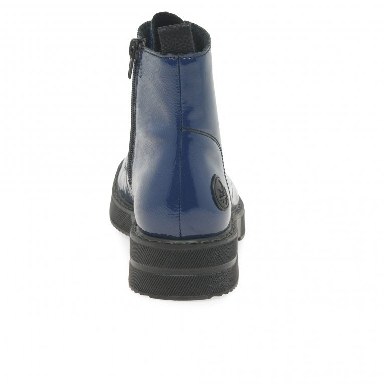 Rieker 72010-15 Ladies Blue Patent Ankle Boot