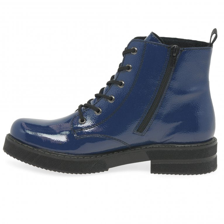 Rieker 72010-15 Ladies Blue Patent Ankle Boot
