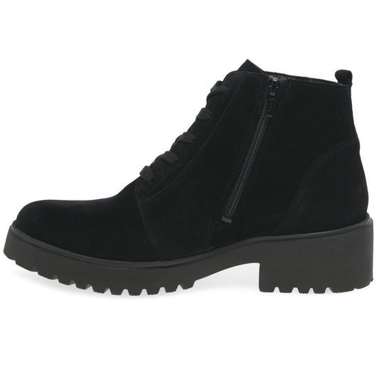 Waldlaufer 716807 195 194 Ladies H Fit Black Suede Ankle Boot