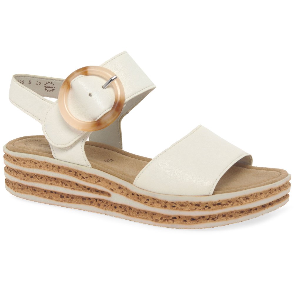 Gabor 44.550.20 Ladies Andre Low Wedge Latte Velcro Sandal