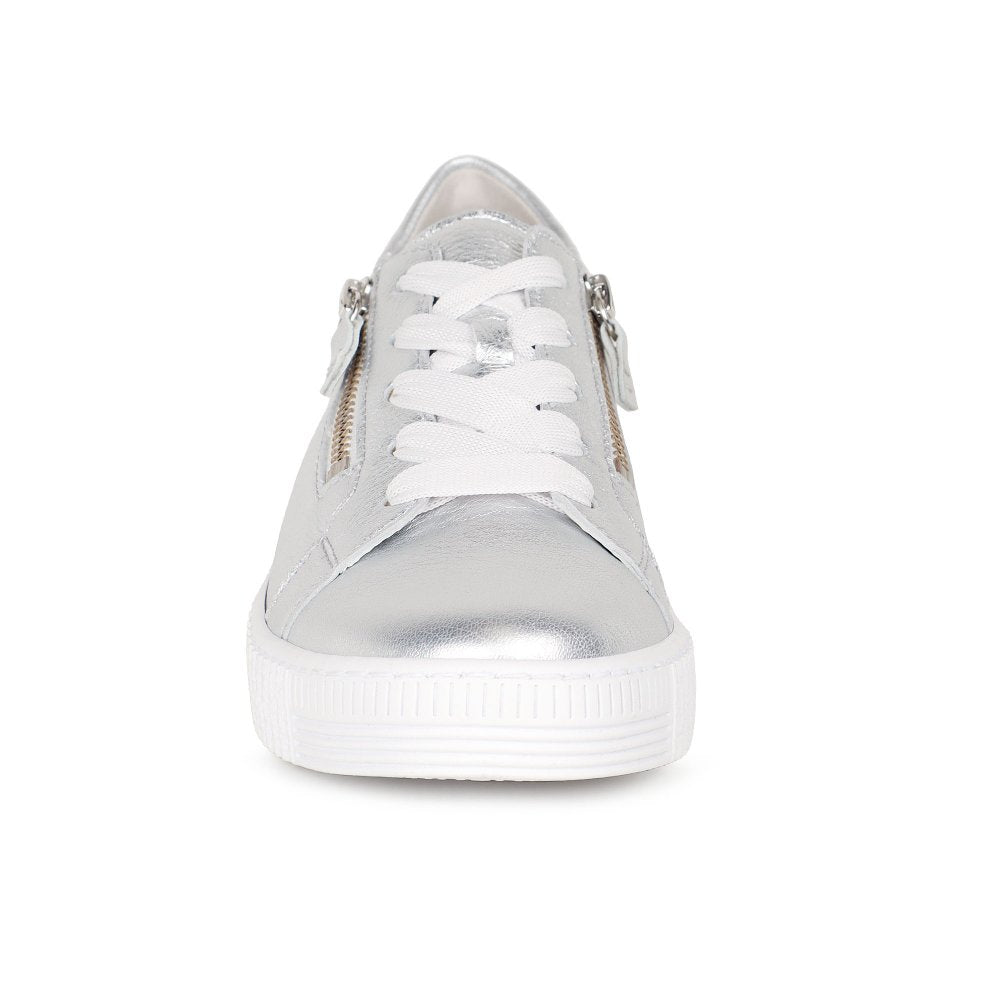 Gabor 63.334.61 Ladies Wisdom Silver Leather Trainer