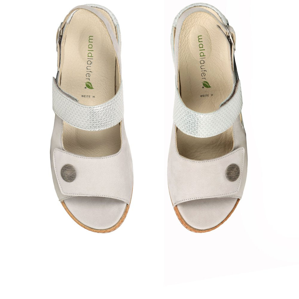 Waldlaufer 342002 212 424 Ladies Cement/Silver Sandal