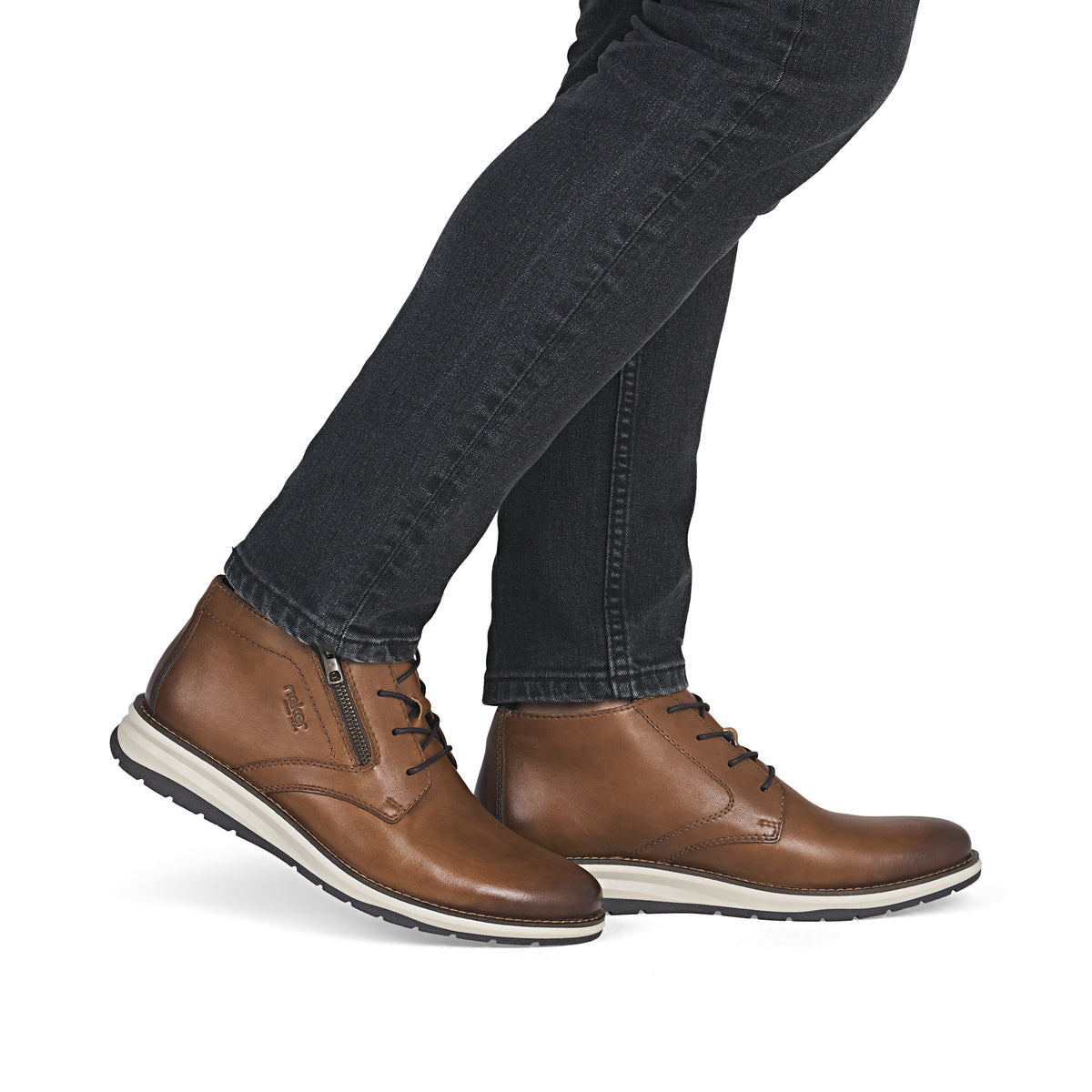 Rieker 14705-24 Mens Tan Lace & Zip Boot