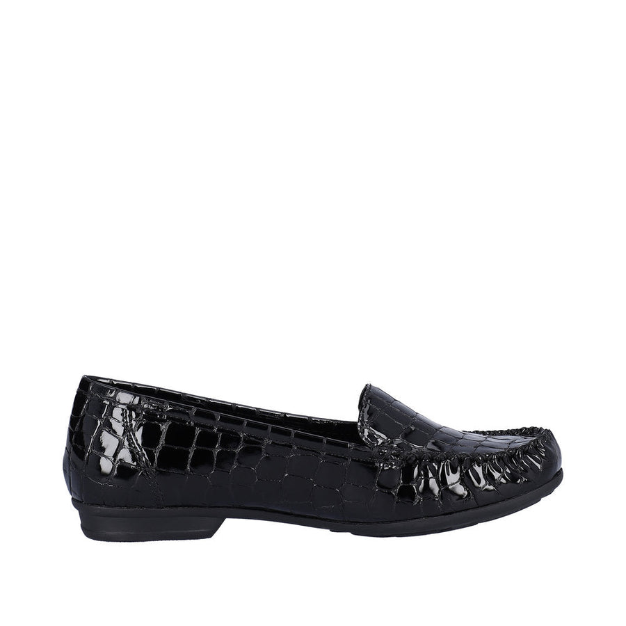 Rieker 40071-00 Ladies Black Patent Slip On Shoe