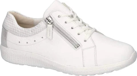 Waldlaufer 634002 317 663 Ladies White/Silver Leather Shoe