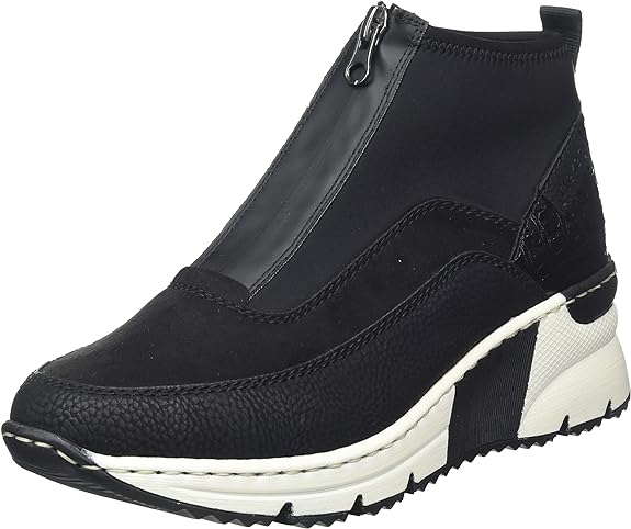 Rieker N6352-00 Ladies Wedge Black Ankle Boot