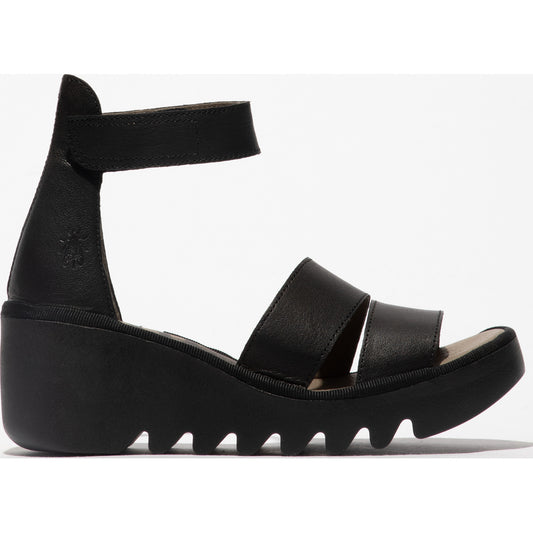 Fly London P501290007 Bono Black Ankle Strap Sandal