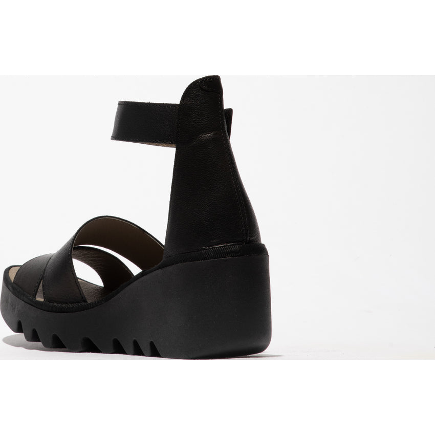 Fly London P501290007 Bono Black Ankle Strap Sandal