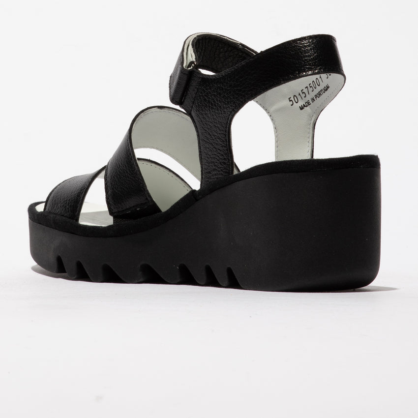 Fly London P501575001 Mousse Black Sandal