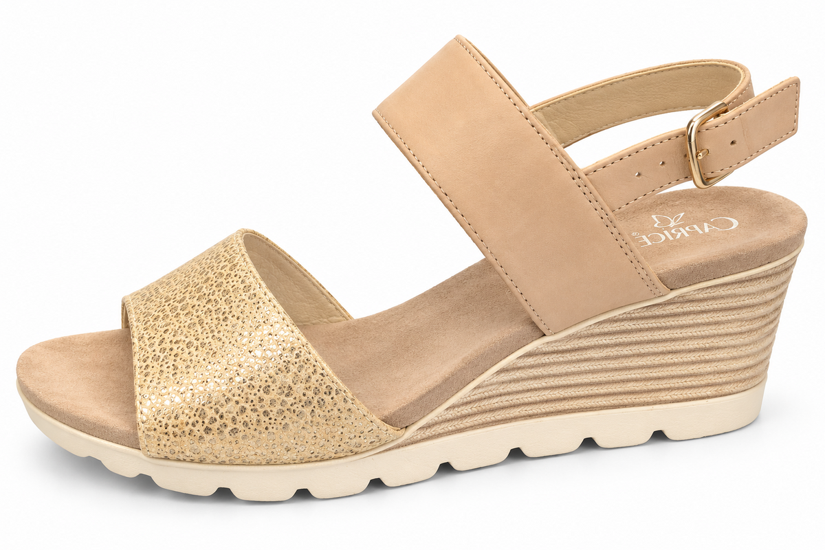 Caprice 9-28701-28 405 Beige Multi Wedge Sandal