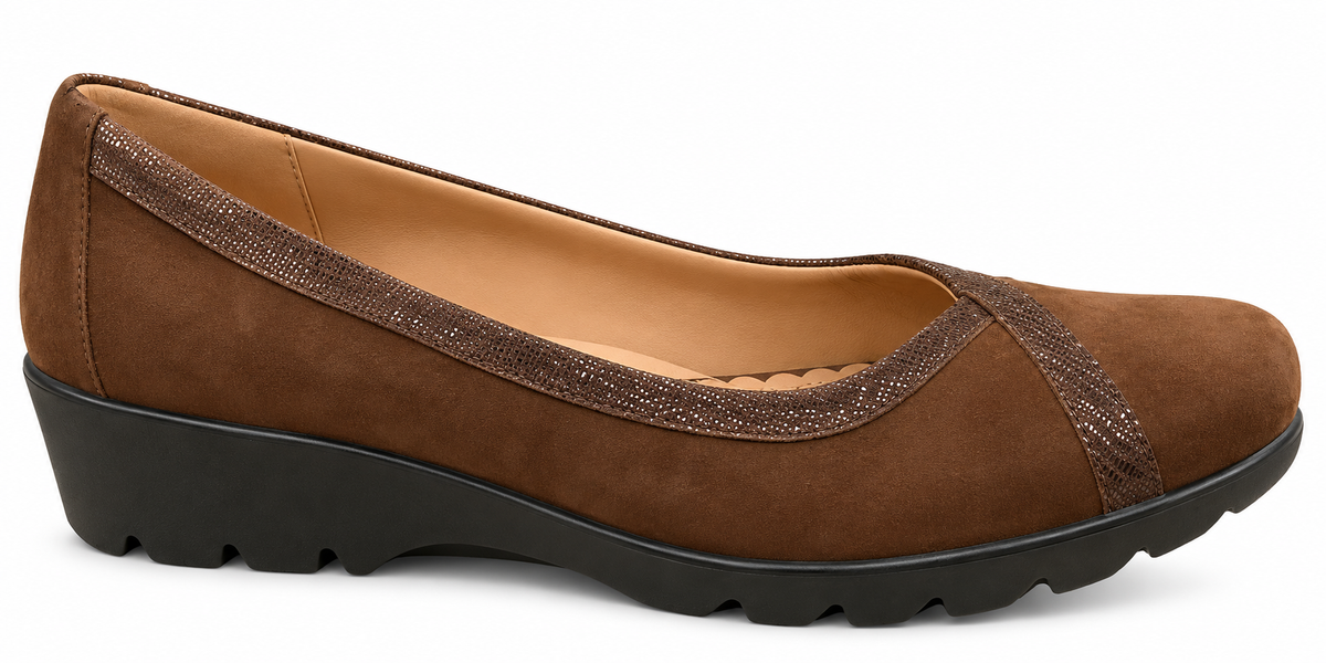 Hotter Sophia Chocolate Lizard Suede Leather Pump