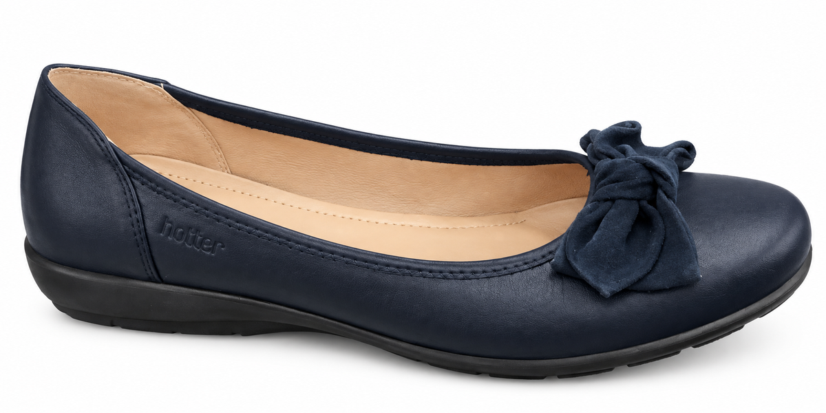Hotter Jewel Navy Leather Suede Pump