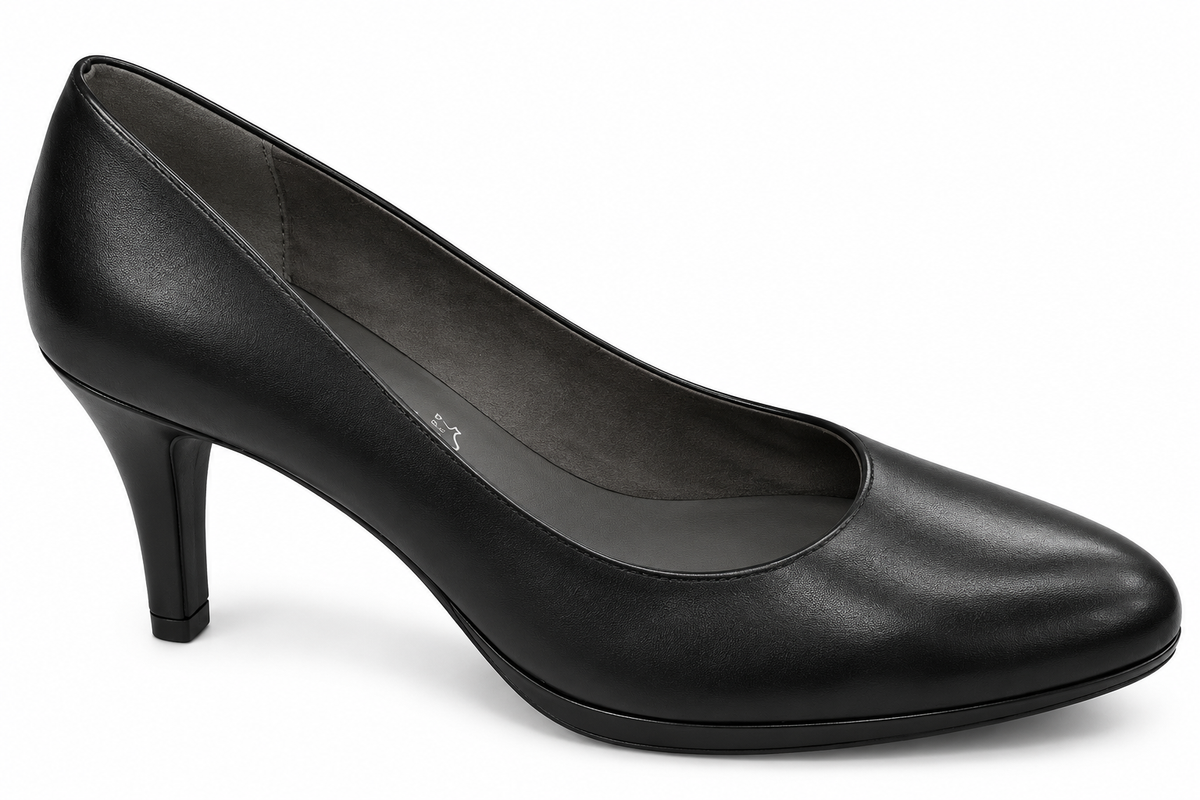 Tamaris 1-22405-25 001 Black Leather Court Shoe