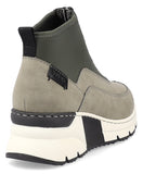 Rieker N6352-52 Ladies Wedge Green Combi Ankle Boot