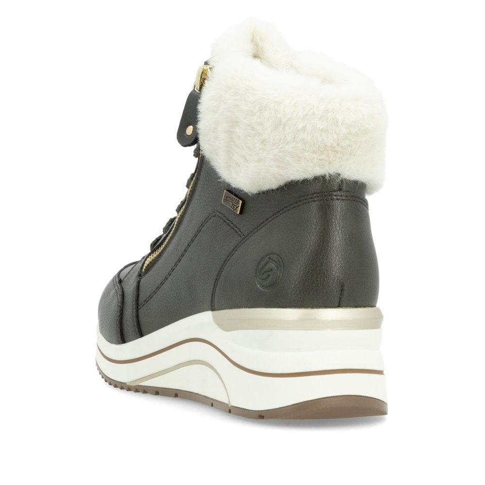 Remonte D0T77-52 Green Combi Leather Wedge Boot