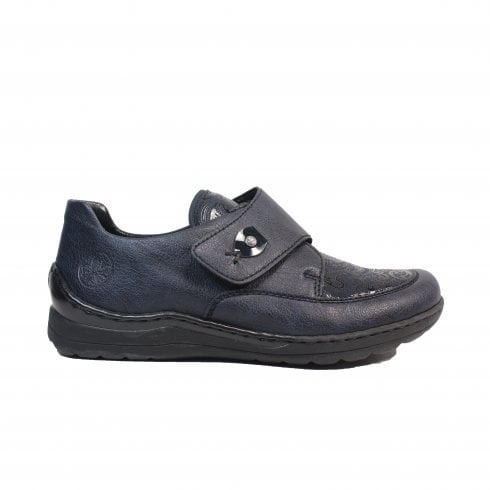 Rieker Ladies 48951-14 Blue Velcro Shoe
