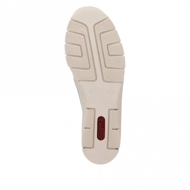 Rieker 53785-60 Ladies Beige Low Heeled Wedge Slip On Shoe