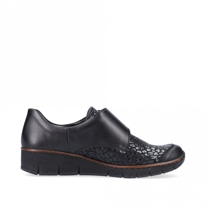 Rieker Ladies 537C0-00 Black Velcro Shoe