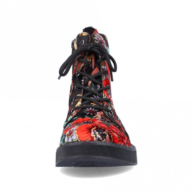 Rieker 72010-90 Ladies Black & Floral Combination Boots