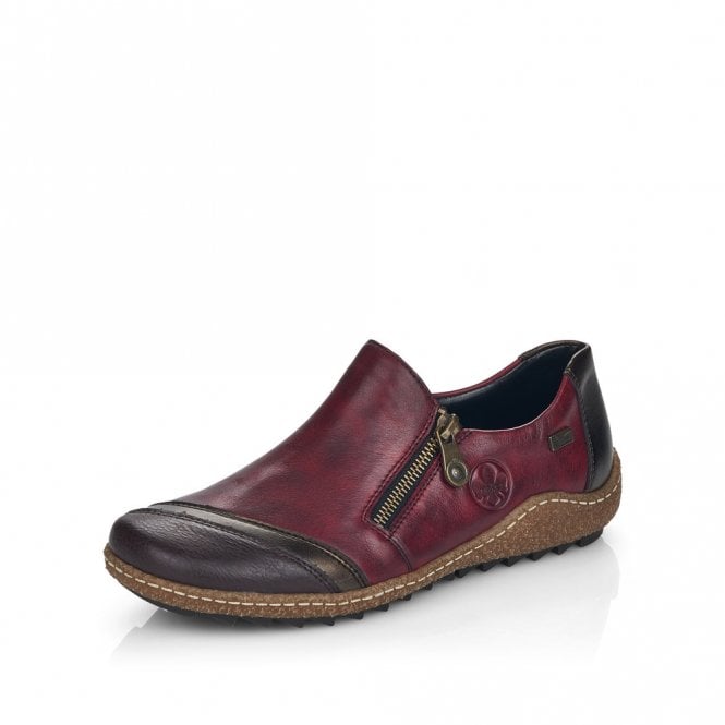 Rieker L7571-25 Ladies Red Combi Slip On Shoe