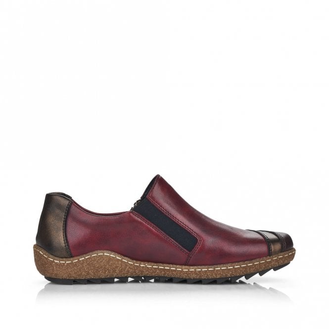 Rieker L7571-25 Ladies Red Combi Slip On Shoe