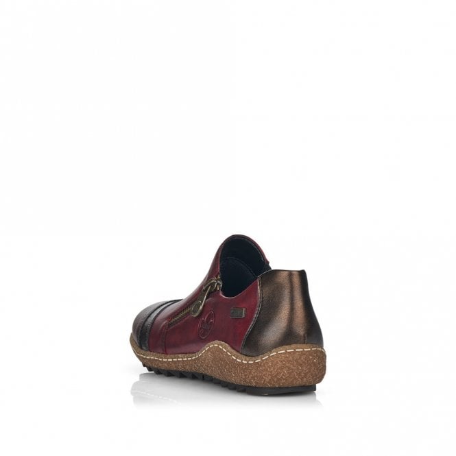 Rieker L7571-25 Ladies Red Combi Slip On Shoe
