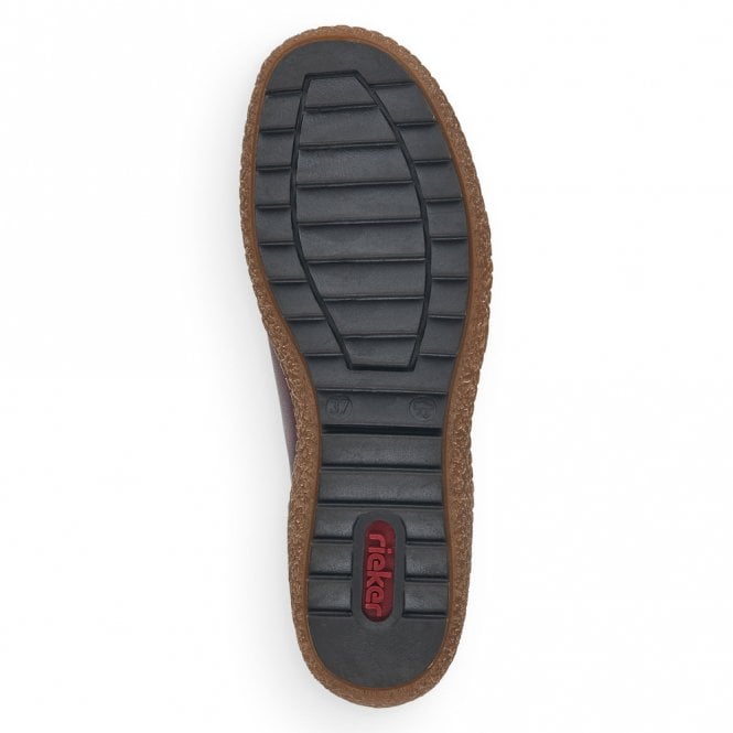 Rieker L7571-25 Ladies Red Combi Slip On Shoe