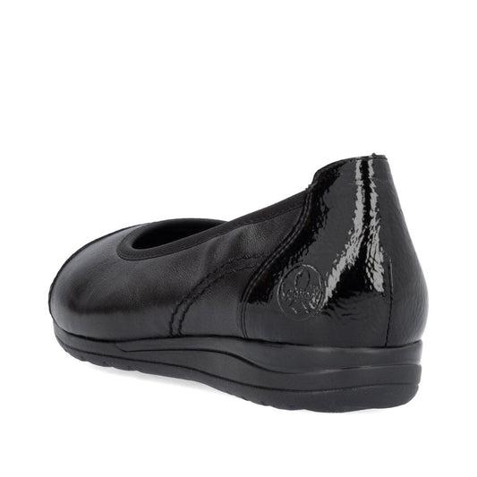 Rieker L9351=00 Ladies Black Slip On Shoe