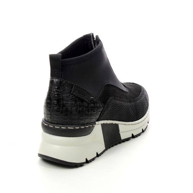 Rieker N6352-00 Ladies Wedge Black Ankle Boot