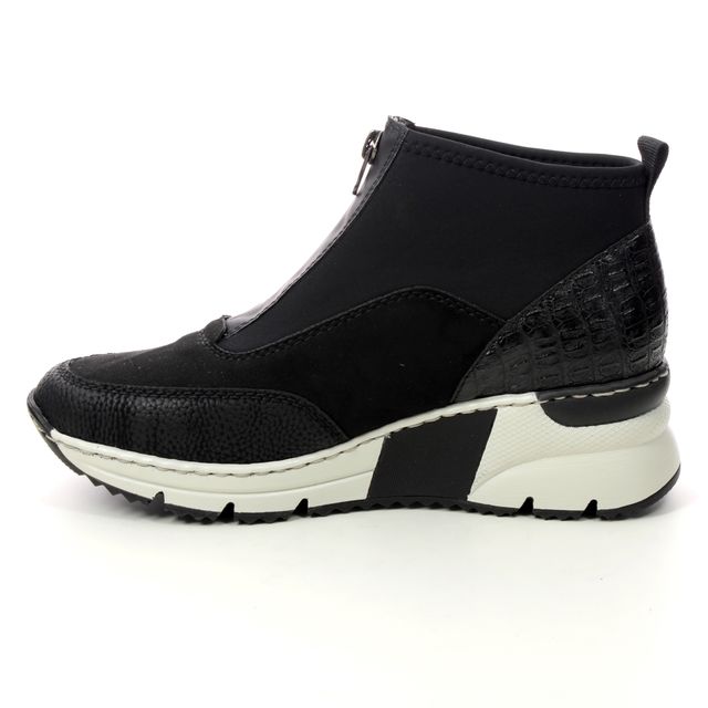 Rieker N6352-00 Ladies Wedge Black Ankle Boot