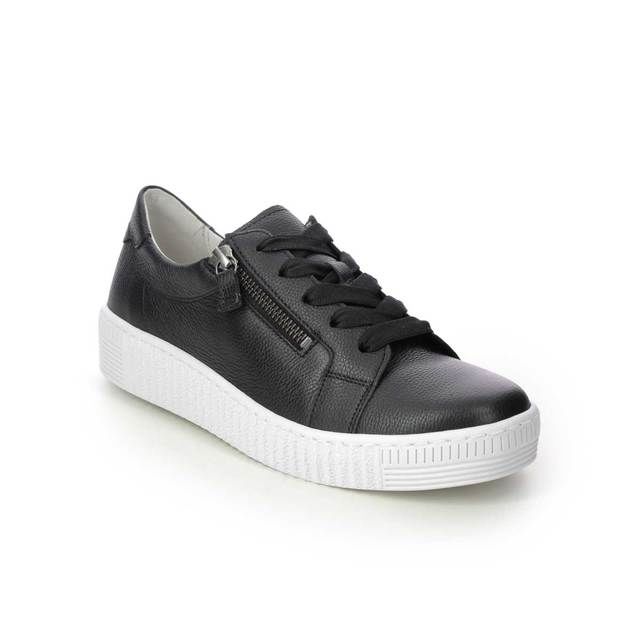 Gabor 63.334.27 Ladies Wisdom Black Leather Trainer