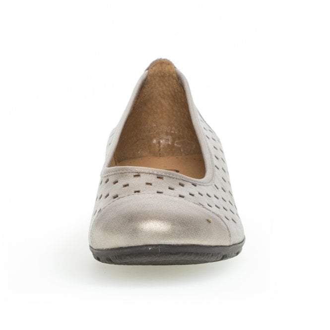 Gabor 44.169.62 Ruffle Womens Punched Detail Metallic Shoe