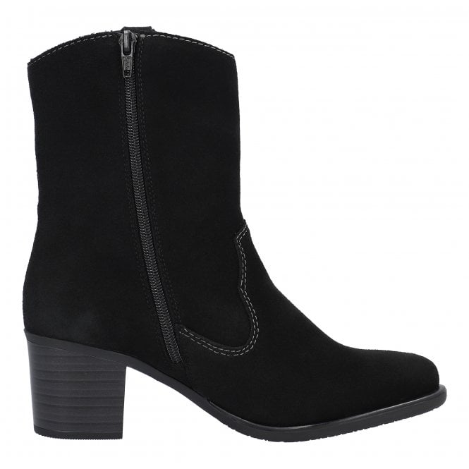 Rieker Y2057-00 Ladies Black Suede Cowboy Boot