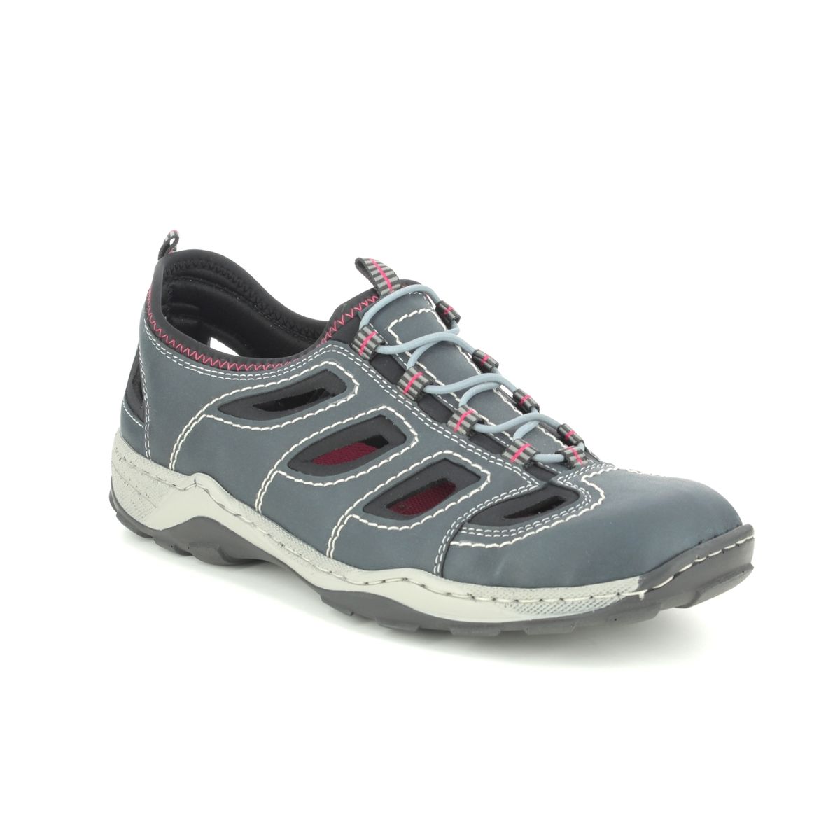 Rieker Mens Blue & Grey Combination Casual Shoes