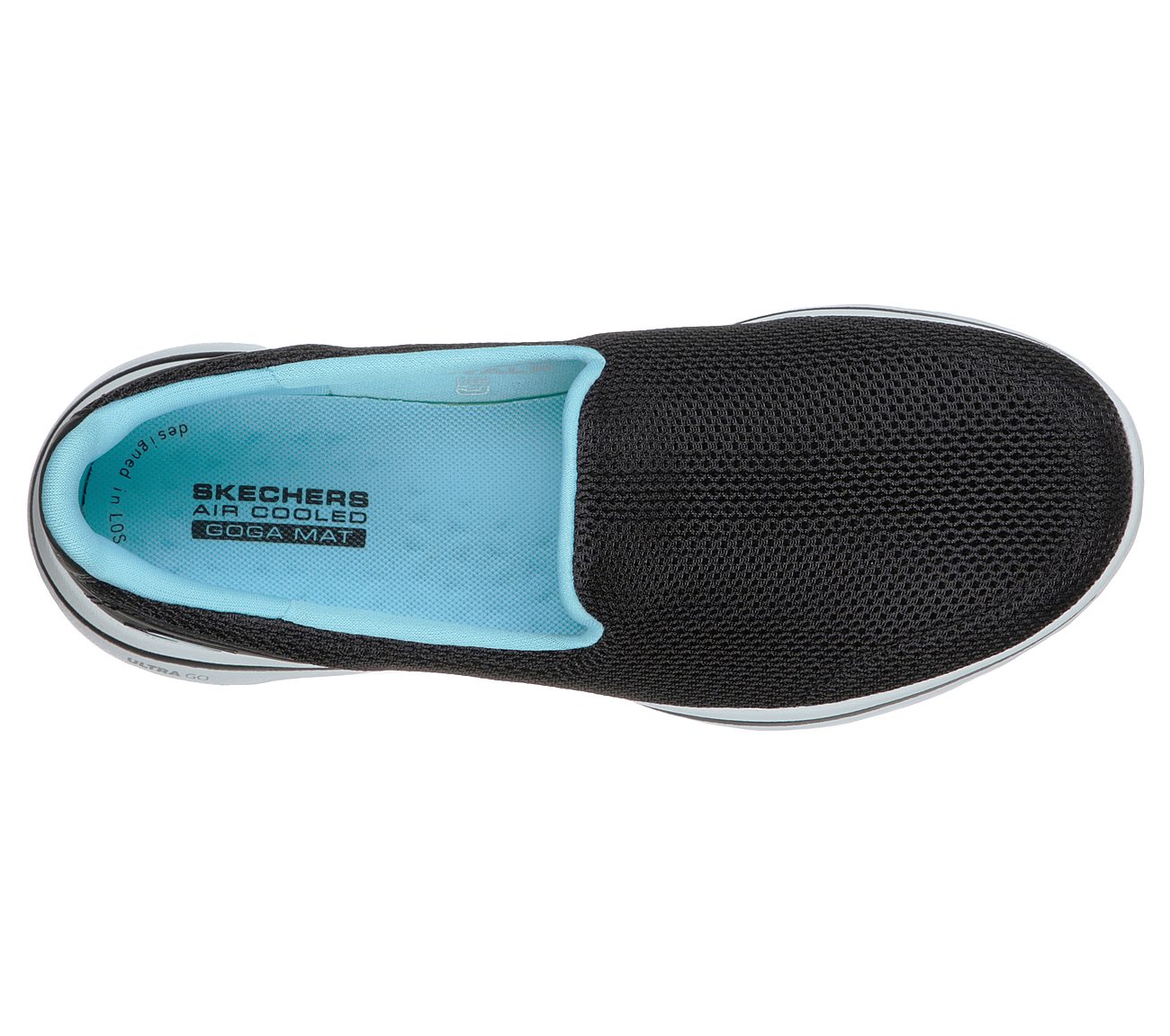 Skechers Ladies Go Walk Fantasy Black/Turquoise Trainers 124038