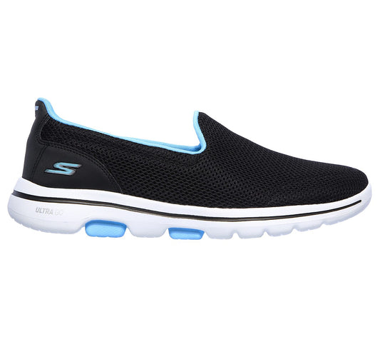 Skechers Ladies Go Walk Fantasy Black/Turquoise Trainers 124038