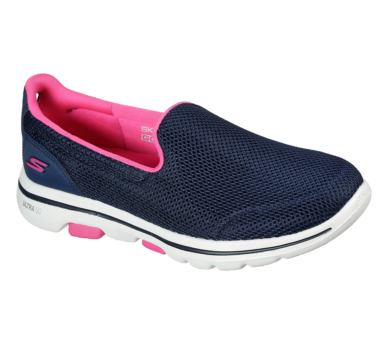 Skechers Ladies Go Walk Fantasy Navy/Hot Pink Trainers 124038