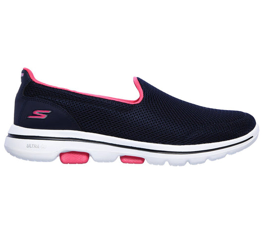 Skechers Ladies Go Walk 5 Fantasy Navy/Hot Pink Trainers 124038