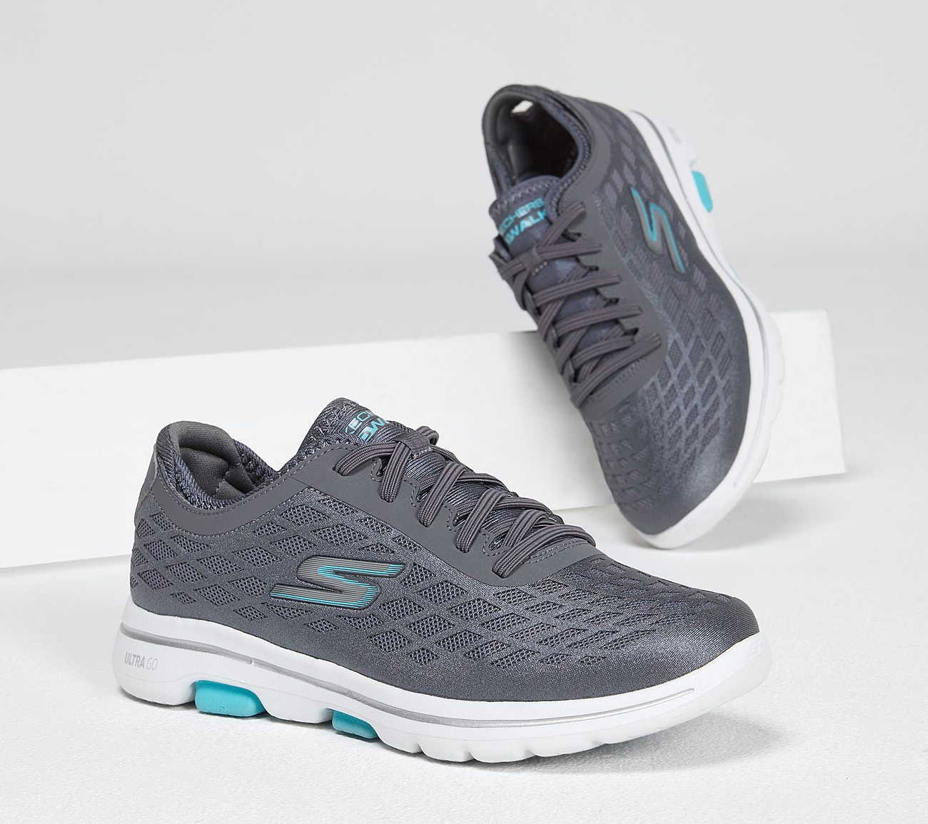 Skechers Ladies GOwalk 5 Excellent Charcoal Trainer Shoes 124229