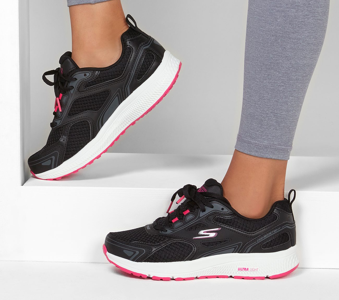 Skechers Ladies GOrun Consistent Ladies Black Trainer Shoes 128075