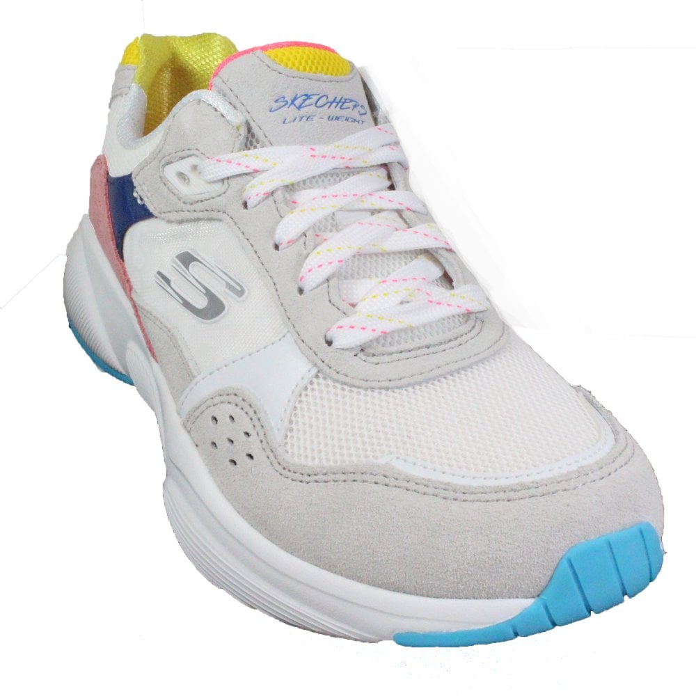 Skechers Ladies Meridian Memory Foam White Multi Trainers 13020