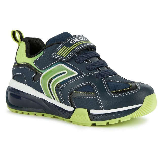 Geox J Bayonyc J16FEA Boys Navy/Lime Trainer